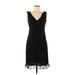 ABS Allen Schwartz Casual Dress - Sheath V Neck Sleeveless: Black Print Dresses - Women's Size 8