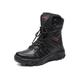 Attaeyru Men's Winter Combat Boots PU Leather Outdoor Hiking Shoes High Top Military Ankle Boots Lace Up 1#Black 10