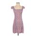 Shein Casual Dress - Mini Square Short sleeves: Pink Floral Dresses - Women's Size Small