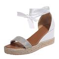 HUPAYFI Wedge Sandals For Women Size 6 Women's Espadrilles Wedge Sandals Closed Toe Adjustable Ankle Strap Mid Low Heel Summer Shoes Basketball Shoes,womens valentines day gift 6.5 39.99