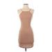 Shein Casual Dress - Mini Halter Sleeveless: Tan Print Dresses - Women's Size 2