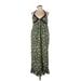 Mossimo Supply Co. Casual Dress - Midi V Neck Sleeveless: Green Print Dresses - Women's Size 2X-Large