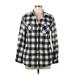 Modern Canvas Jacket: Below Hip Gray Checkered/Gingham Jackets & Outerwear - Women's Size Medium