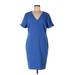 Karl Lagerfeld Paris Casual Dress - Sheath V Neck Short sleeves: Blue Solid Dresses - New - Women's Size 12