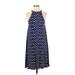 Ann Taylor LOFT Casual Dress - A-Line Crew Neck Sleeveless: Blue Dresses - Women's Size X-Small