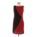 Studio One Casual Dress - Sheath: Burgundy Color Block Dresses - Women's Size 8