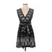 Anna Sui for Target Casual Dress - Mini Plunge Sleeveless: Black Paisley Dresses - Women's Size X-Small - Paisley Wash