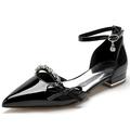 VACSAX Patent Leather Flats for Women Pointed Toe Comfortable Ankle Strap Black Flats for Women Casual Dress Wedding Flats Shoes,Black,7 UK