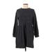 Ann Taylor LOFT Casual Dress - Sweater Dress: Black Stripes Dresses - Women's Size Medium