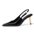iiimmu Slingback Heels for Women Closed Toe 3.5 IN Kitten Heels Women Pumps Square Toe Heeled Sandals for Women Stiletto Dress Shoes, Patent Leather Pumps, Patent Leather - Black, 7 UK