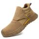 JiuQing Safety Trainers Steel Toe Cap Welding Work Shoes Mens Suede Industrial Safety Sneaker Self-Adhesive,Brown,8 UK