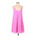 Everly Casual Dress - Mini Scoop Neck Sleeveless: Pink Print Dresses - Women's Size Small