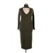 ELOQUII Cocktail Dress - Sweater Dress Plunge 3/4 sleeves: Green Solid Dresses - Women's Size 18 Plus