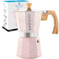 GROSCHE Milano Moka pot, Stovetop Espresso maker, Greca Coffee Maker, Stovetop coffee maker and espresso maker percolator (Pink, 9 cup)