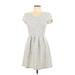 Maison Jules Casual Dress - A-Line Scoop Neck Short sleeves: Ivory Polka Dots Dresses - Women's Size Large