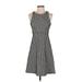 Ann Taylor LOFT Casual Dress - A-Line Crew Neck Sleeveless: Gray Dresses - Women's Size 0 Petite