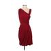 Hoss Intropia Casual Dress - Party V Neck Sleeveless: Red Solid Dresses - Women's Size Small