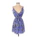 Joie Casual Dress - A-Line V-Neck Sleeveless: Purple Print Dresses - Women's Size Small
