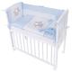 3 Piece Pillowcase Duvet Cover & Jersey Fitted Sheet Set for 140x70cm Baby Cot Bed - Elephant Blue