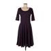 Lularoe Casual Dress - A-Line Scoop Neck 3/4 sleeves: Black Stripes Dresses - Women's Size Large