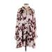 VICI Casual Dress - A-Line High Neck Long sleeves: Burgundy Floral Dresses - Women's Size Medium