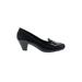 Nine West Heels: Slip-on Chunky Heel Classic Black Solid Shoes - Women's Size 9 - Almond Toe