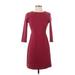 Old Navy Casual Dress - A-Line High Neck 3/4 sleeves: Burgundy Print Dresses - Women's Size X-Small