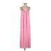 Carole Hochman Casual Dress - A-Line V-Neck Sleeveless: Pink Print Dresses - Women's Size Small