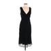 Banana Republic Casual Dress - Midi V-Neck Sleeveless: Black Print Dresses - Women's Size 6