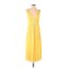 Zara Casual Dress - Midi V Neck Sleeveless: Yellow Solid Dresses - Women's Size Small