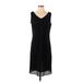 Nine West Casual Dress - Party V Neck Sleeveless: Black Print Dresses - Women's Size 4