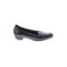 Clarks Flats: Slip-on Chunky Heel Work Black Solid Shoes - Women's Size 9 - Almond Toe