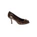 Stuart Weitzman Heels: Pumps Stilleto Feminine Brown Leopard Print Shoes - Women's Size 6 1/2 - Round Toe