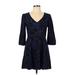 Express Casual Dress - Fit & Flare: Blue Jacquard Dresses - Women's Size 10