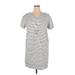 Daily Ritual Casual Dress - Shift V Neck Short sleeves: Gray Print Dresses - Women's Size X-Large