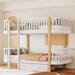 Twin over Twin Bunk Bed with Fence Guardrail and a Big Drawer, Twin Solid Wood Bed Frame for Kids/Teens/Adults Bedroom