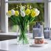 Enova Home 18 Heads Artificial Real Touch Tulip Arrangement in Clear Glass Vase For Home Office Wedding Decoration