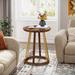 Round Side Table Gold End Table Modern Round Bedside Table Sofa Wood Side Table with Metal Frame for Living Room Couch