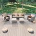 LIVOOSUN 5Pcs Patio Gray Rattan Outdoor Furniture Swivel Rocking Sofa Set