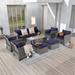 LIVOOSUN 8-Piece Patio Grey Rattan Furniture Conversation Sofa Sets