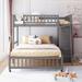 Wooden Twin Over Full Bunk Bed with 6 Drawers & Flexible Shelves, Bottom Bed with Wheels