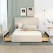 Full Size Upholstery Platform Bed with 4 Drawers on 2 Sides, Adjustable Headboard, Beige