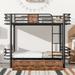 Twin XL Over Twin XL Bunk Bed with 2 Storage Drawers & Guardrail, Metal Bunk Bed Frame for Kids Teens, No Box Spring Needed