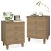 Wood Nightstand, Bedside Table, Mid-Century Night stand with 3 Drawers and Solid Wood Legs for Bedroom Living Room