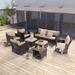 LIVOOSUN 8Pcs Patio Rocking Swivel Chair Sectional Brown Wicker Ottoman Sofa Set