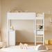 Modern Teddy Fleece Loft Bed with Storage Shelf, Drawers & Desk