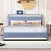 Upholstered Bed with LED Light, 4 Drawers and a set of Type C and USB Ports, Velvet