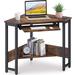 Corner Desk, Triangle Computer Desk, Small Desk Sturdy Steel Frame for Workstation with Smooth Keyboard Tray & Storage Shelve