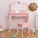 2 in 1 Kids Vanity Set, Princess Makeup Table and Chair with Vanity Table