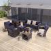 LIVOOSUN 8Pcs Patio Rocking Swivel Chair Sectional Brown Wicker Ottoman Sofa Set